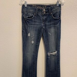Knock Out Skinny Boot Refuge Distressed Washed Jeans Pant Womans Regular 0